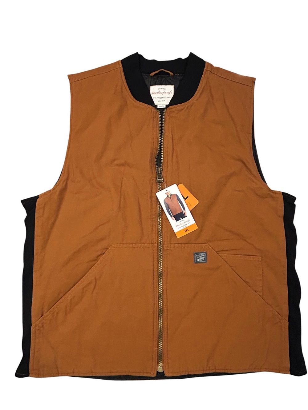Weatherproof Vintage Men's Brown Full Zip Work Vest NWT XXL Quilted Liner Casual